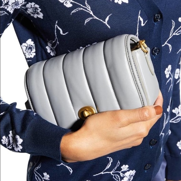 Coach Originals Quilted Turnlock Convertible Dinky 18 Leather Bag Granite Grey - Picture 10 of 11